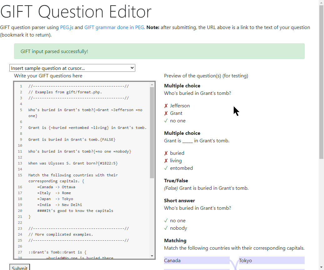 GIFT Editor web page